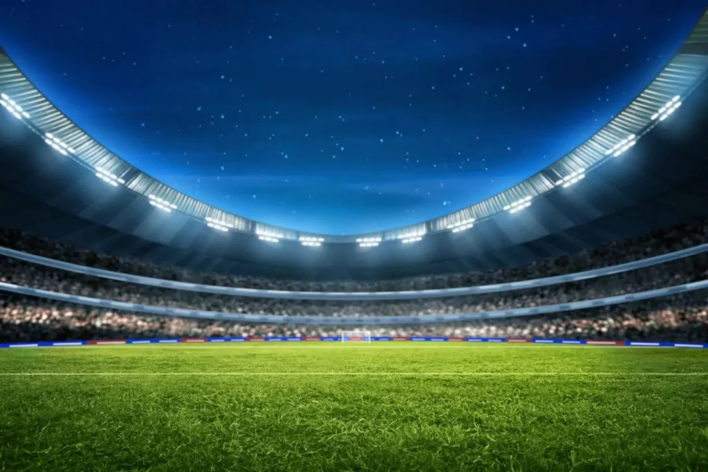 Modernes Fußballstadion mit Flutlicht