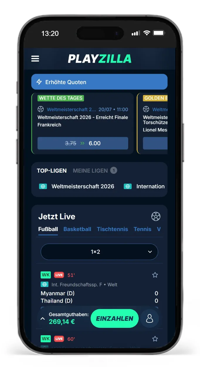 Sportwetten ohne OASIS bei PlayZilla zu Top-Quoten